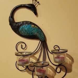 Metal peacock candle wall decor